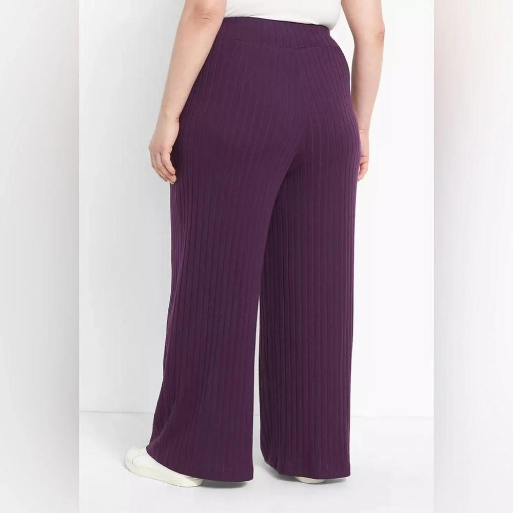 Lane Bryant LIVI Purple Hacci Rib Knit Wide Leg Lounge Pants 26/28 NWT
